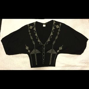 BCBG Maxazria silk blend beaded crop shrug XS